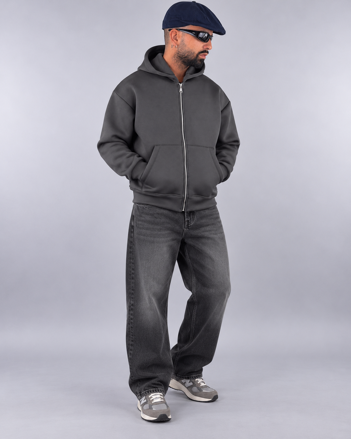 Felpa “Essential Zip” Dark Grey