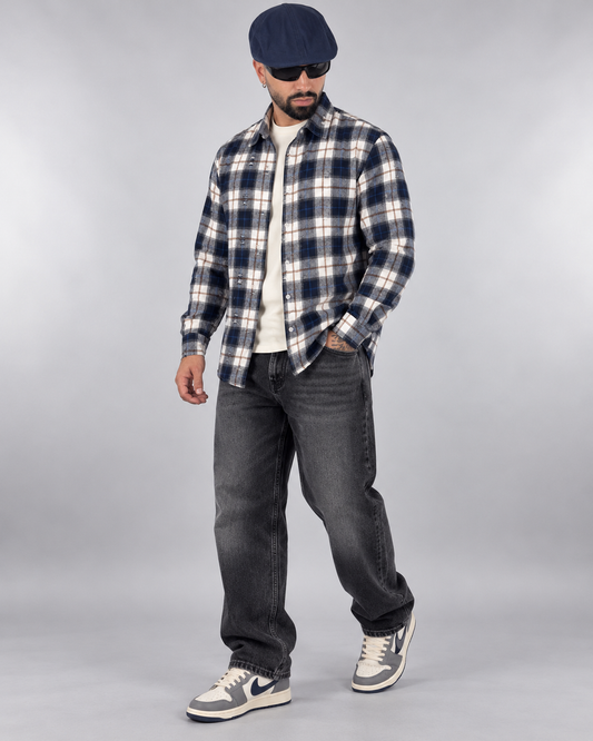Camicia “Check Distressed Navy”