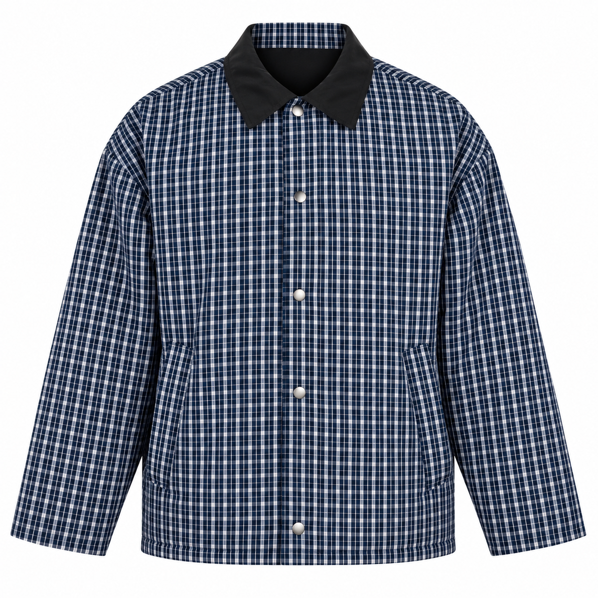 Giubbino Reversibile Anti Vento - Nero/Check Navy