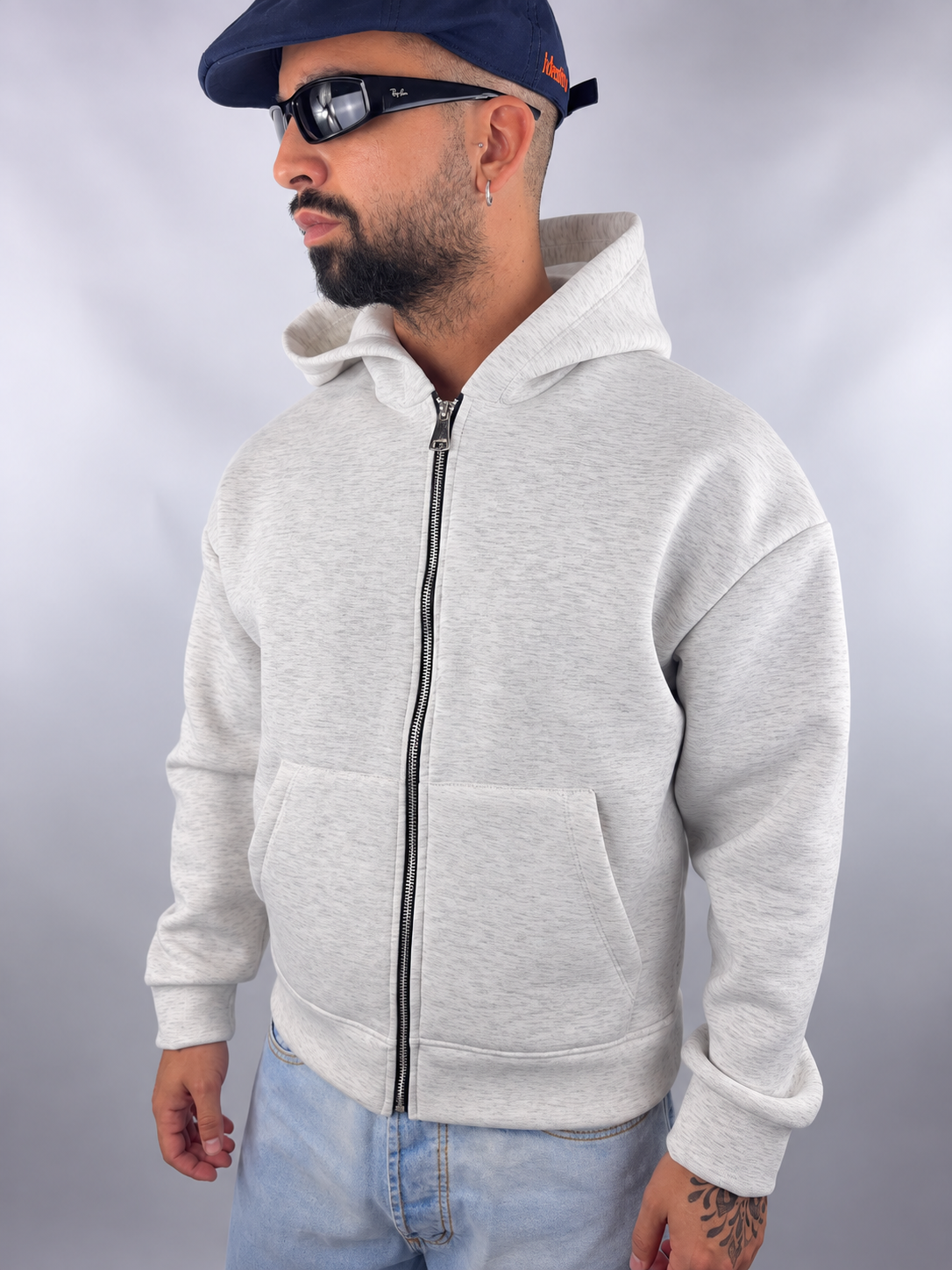 Felpa “Essential Zip” Light Grey