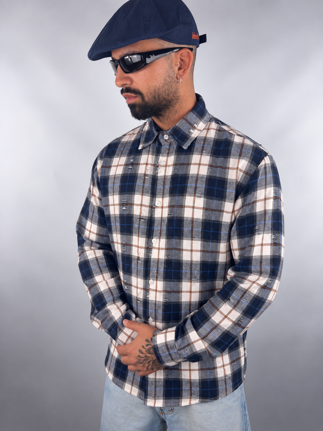 Camicia “Check Distressed Navy”