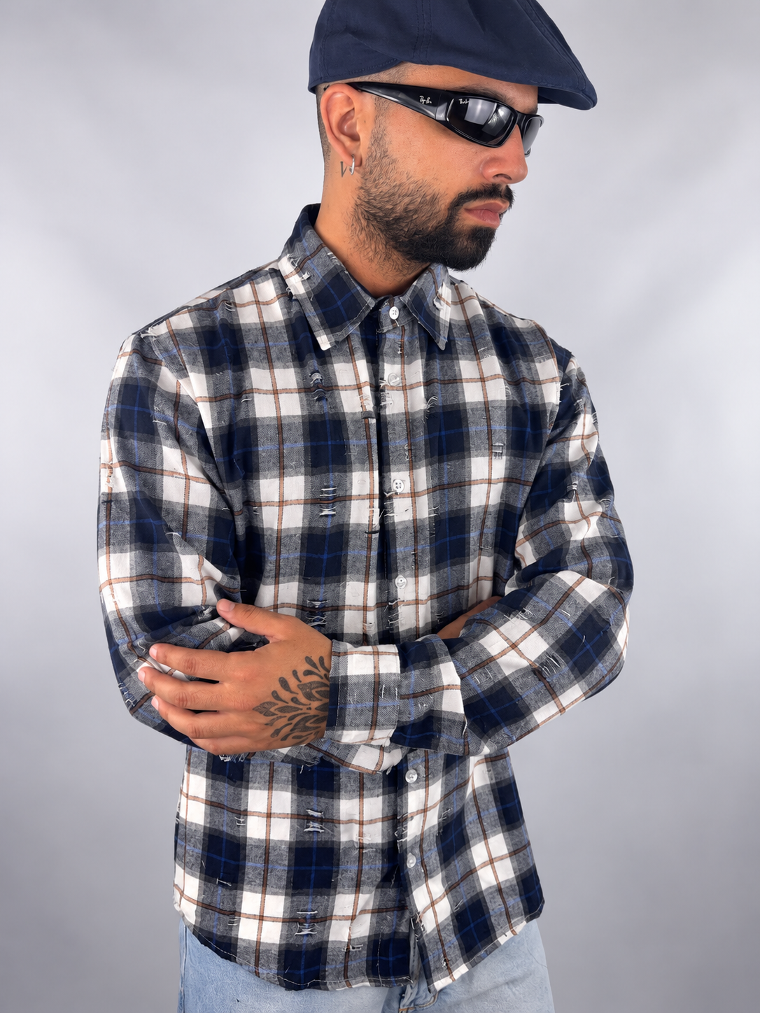 Camicia “Check Distressed Navy”