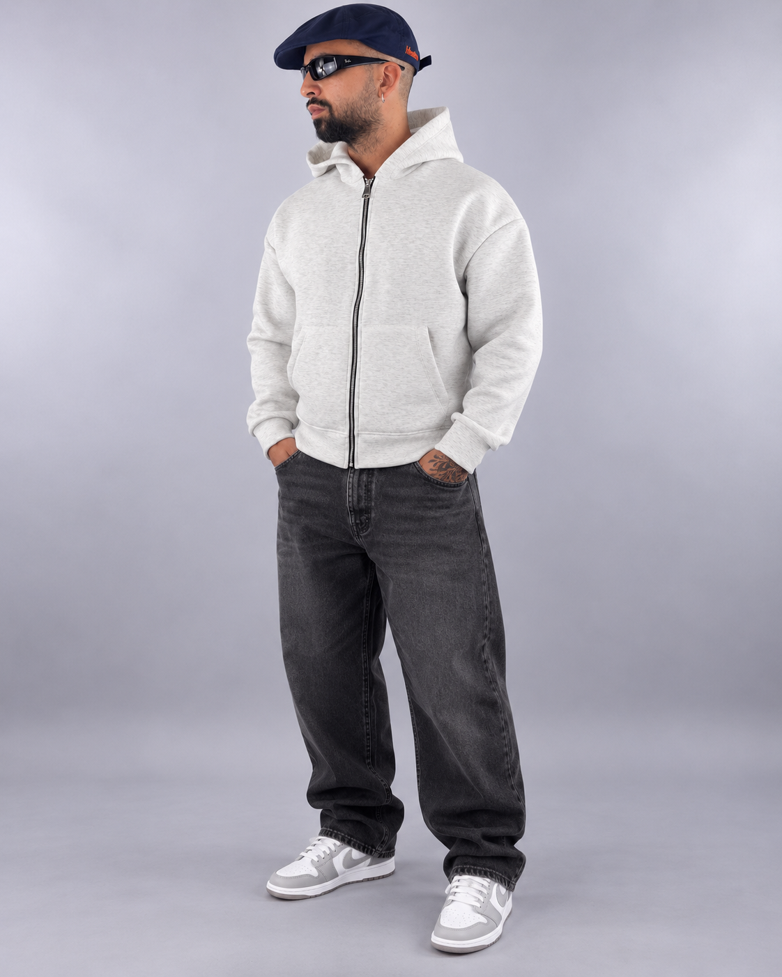 Felpa “Essential Zip” Light Grey