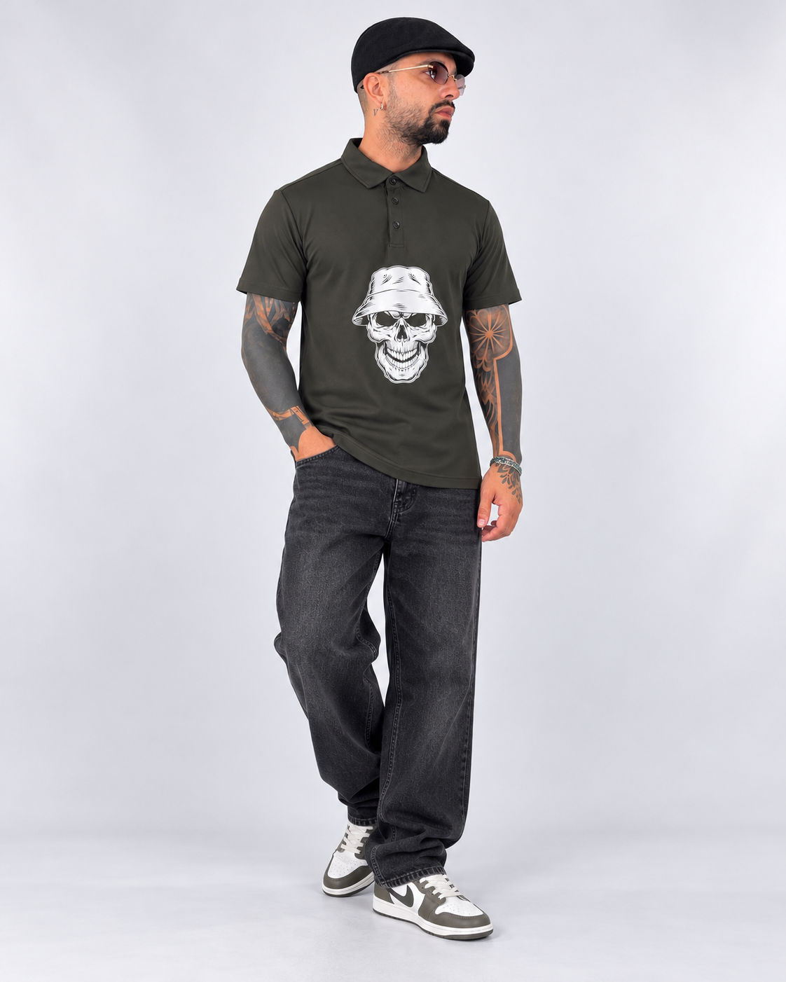 Polo ''Skull'' Army Green