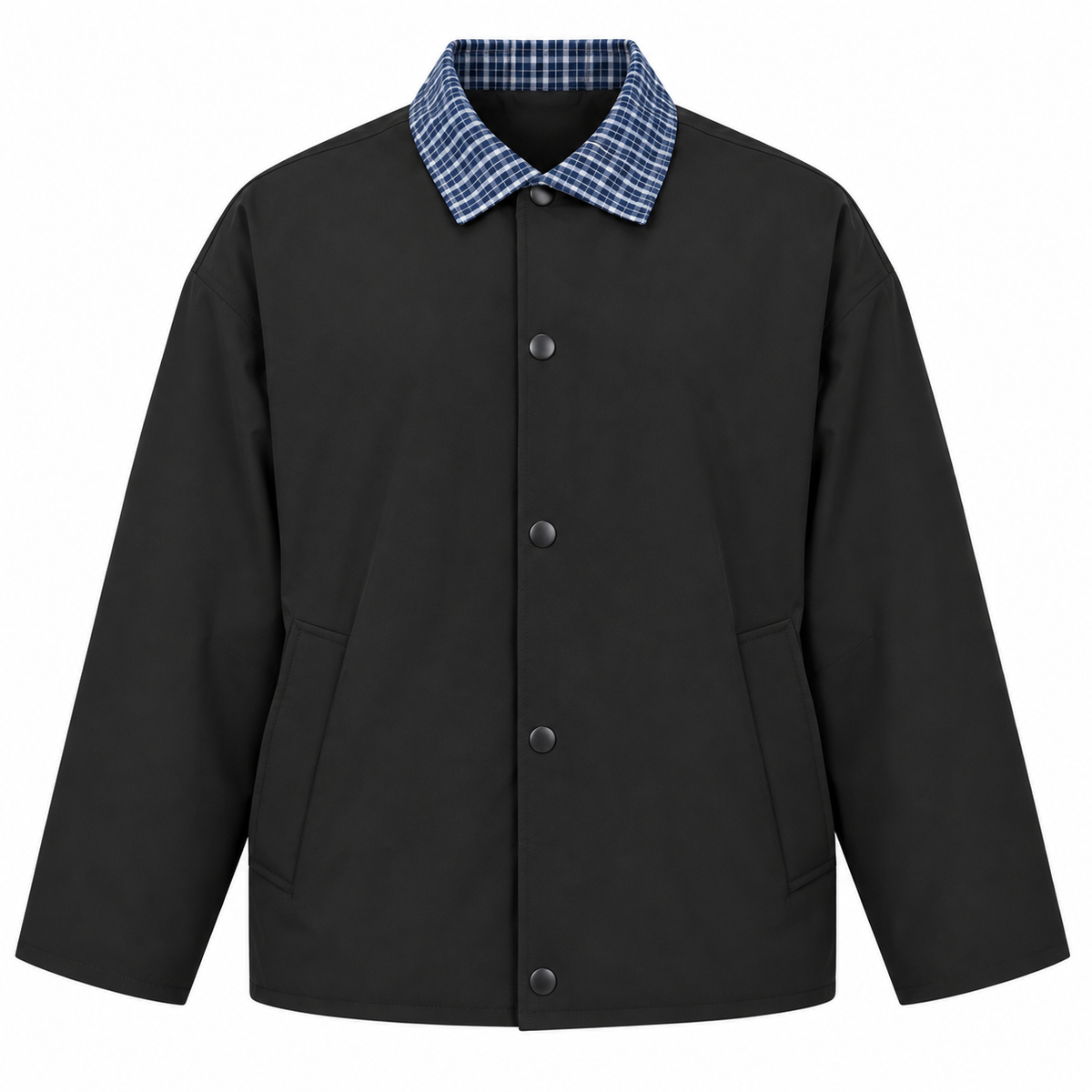 Giubbino Reversibile Anti Vento - Nero/Check Navy