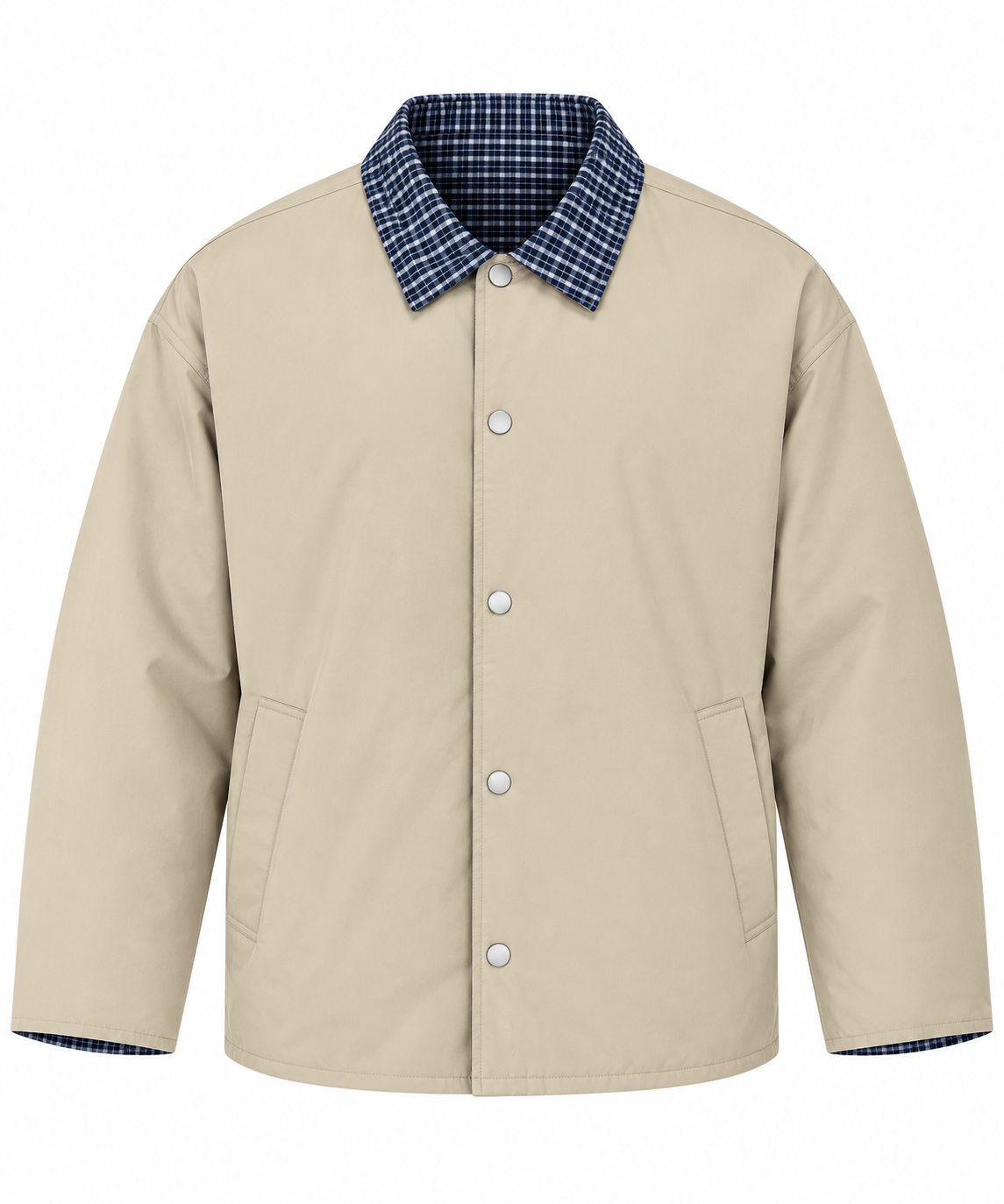 Giubbino Reversibile Anti Vento - Beige/Check Navy