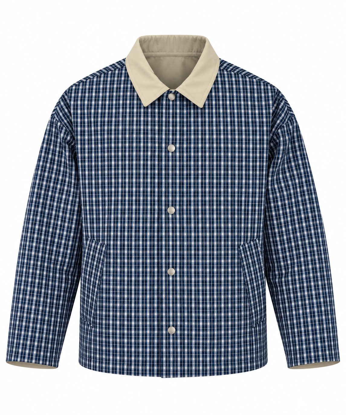 Giubbino Reversibile Anti Vento - Beige/Check Navy